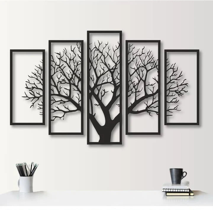 Five Panel Tree, Tree Decor, Unique Design, Wall Hanging, Tree 5 Parts, Livingroom Decor Regular